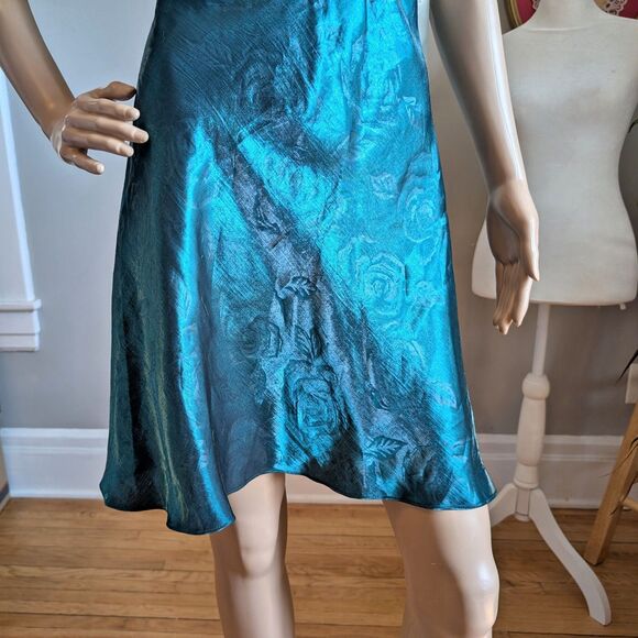NWT Vintage 90sBlondie and Me Mini Party Dress Green Velvet Embossed Floral 9 - Picture 6 of 11